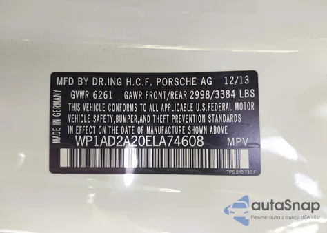 2014 Porsche Cayenne Gts из США, поврежденный, VIN WP1AD2A20ELA74608